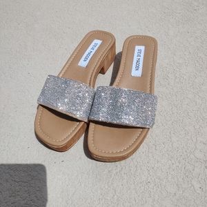 Steve Madden rhinestone straps slide